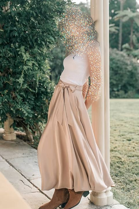 دامن زنانه مجلسی ساتن کمردار برند کاپشی کد۱۴۲۴