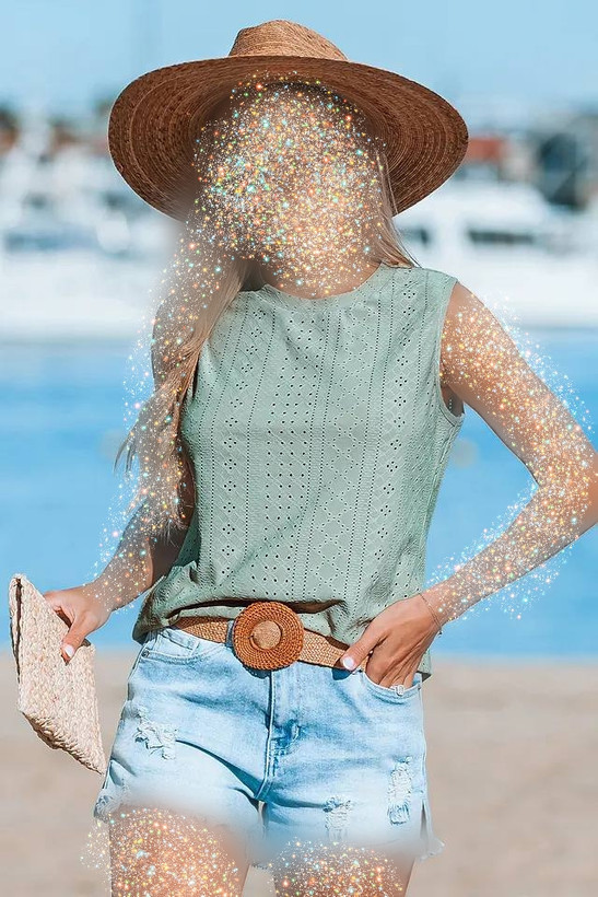 تاپ آستین حلقه ای زنانه سبز برند کاپشی کد ۱۴۹۱