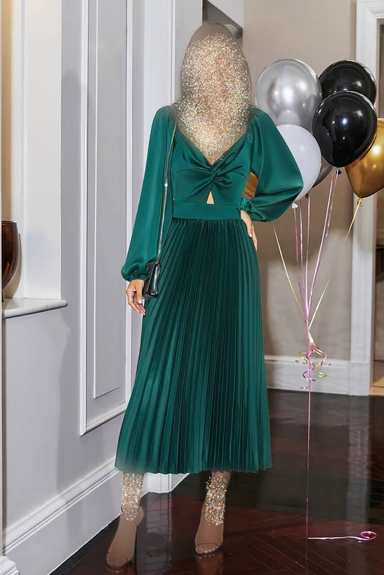 پیراهن مجلسی زنانه ساتن برند کاپشی کد ۱۵۱۵