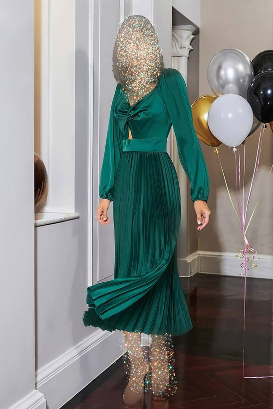 پیراهن مجلسی زنانه ساتن برند کاپشی کد ۱۵۱۵