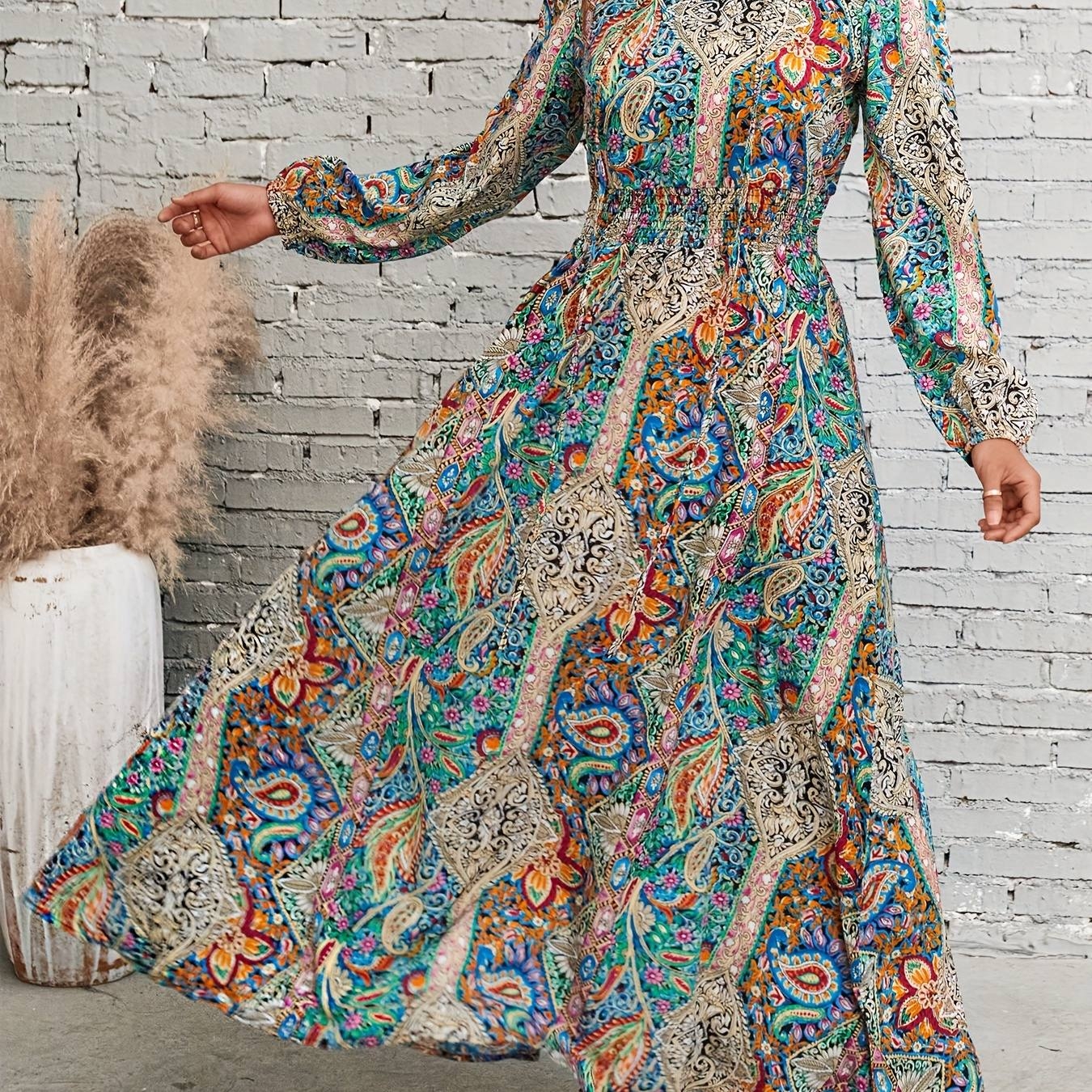 پیراهن زنانه ماکسی آستین بلند برند کاپشی کد ۱۵۷۵